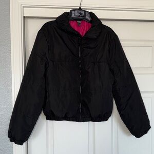 Wild Fable Black Puffer Jacket with Pink Lining
